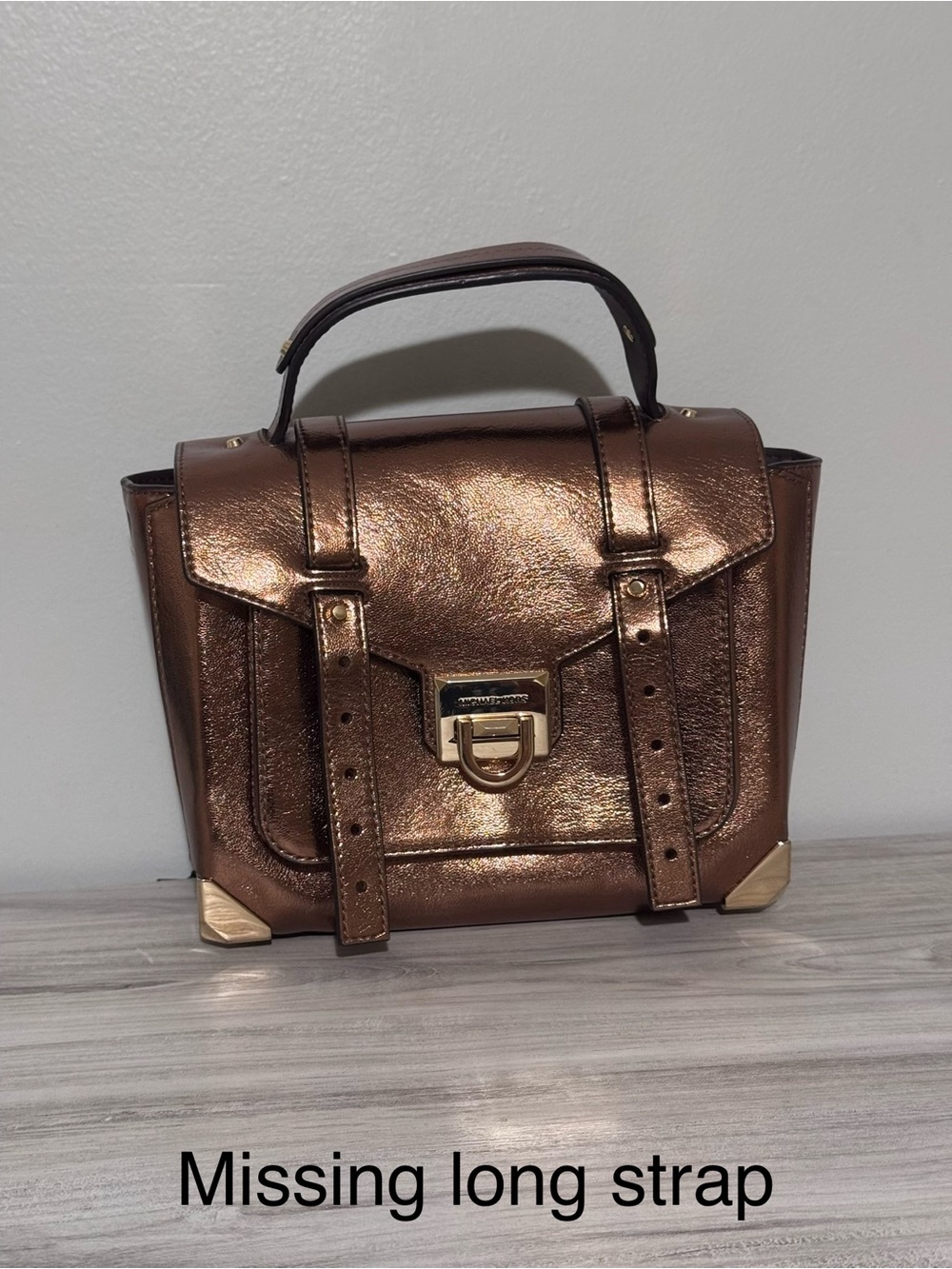 NWOT Defect Michael Kors Metallic Bronze Top-Handle Satchel